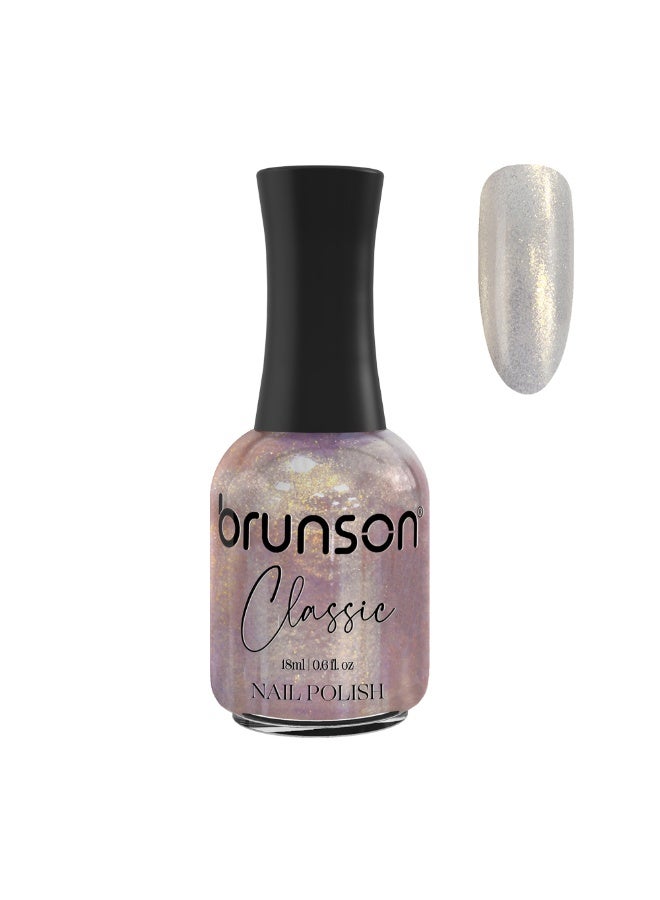 Brunson Classic Nail Polish 18ml Fast Dry Nail Lacquer Nail Harderner Normal Polish Glossy Gel Effect Quick Air Dry Long-Lasting Natural Nail Enamel Salon Quality Manicure Pedicure Regular Polish - Image 1